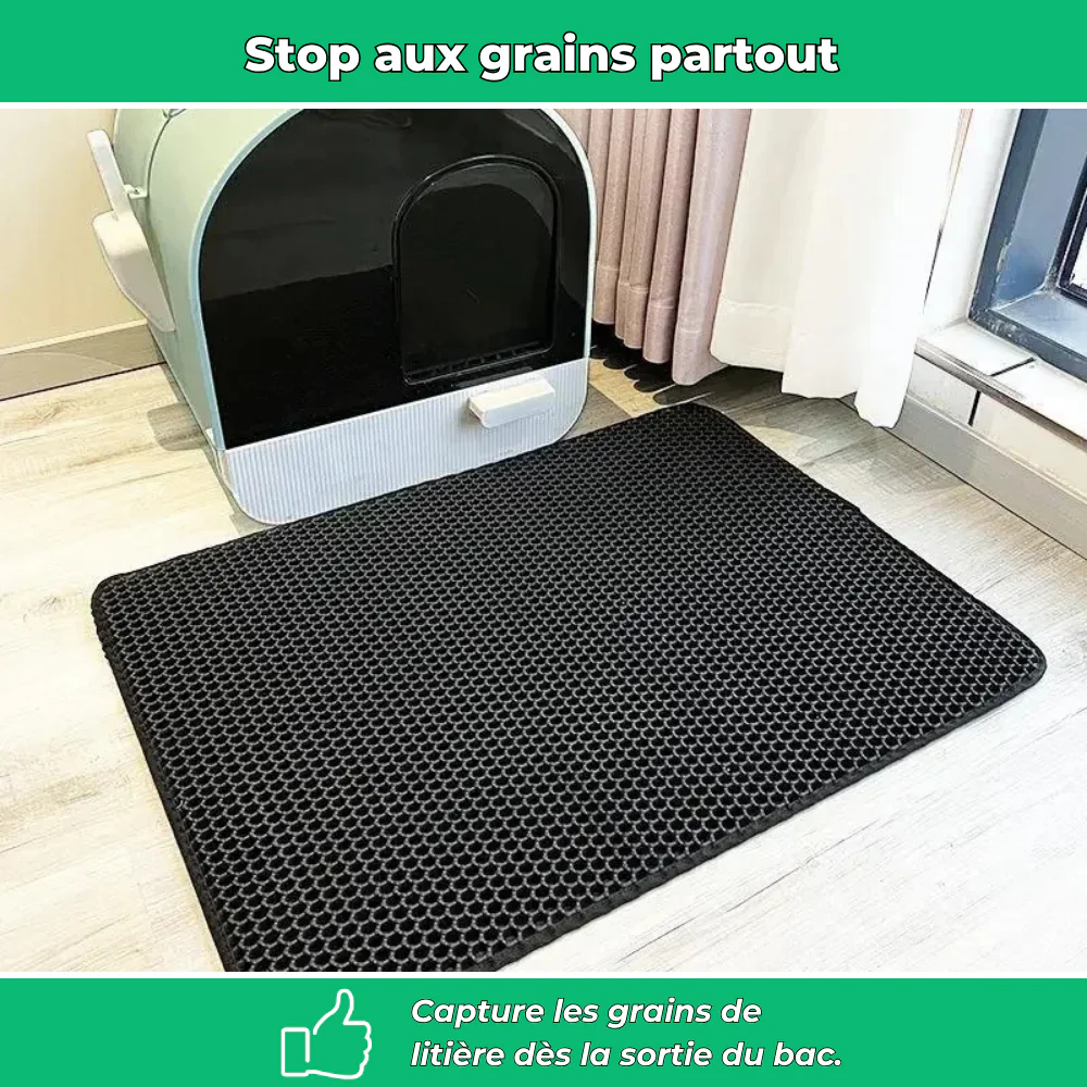 Tapis attrape-litière double couche pour chat – Anti-débordement et facile à nettoyer - Image 3