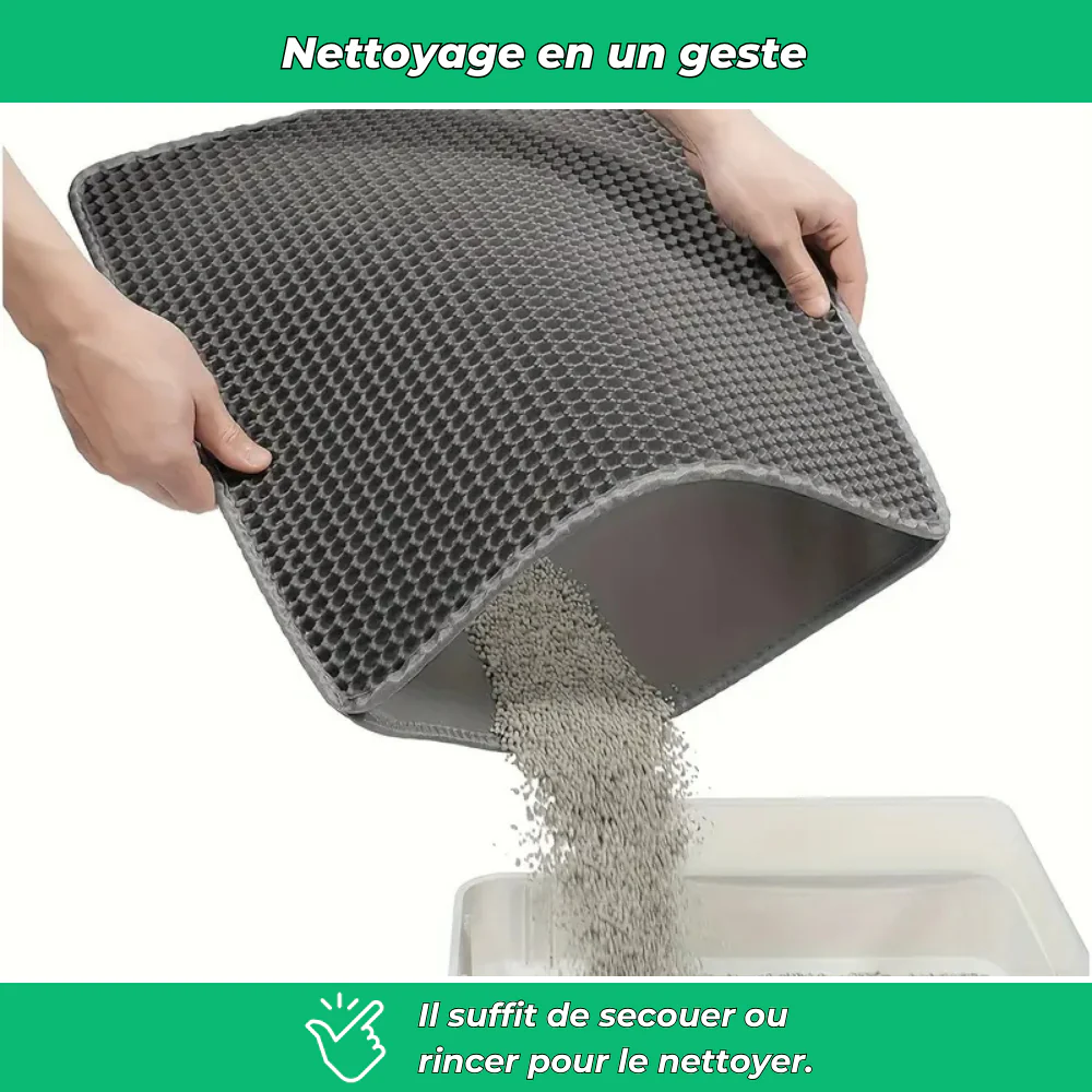 Tapis attrape-litière double couche pour chat – Anti-débordement et facile à nettoyer - Image 4