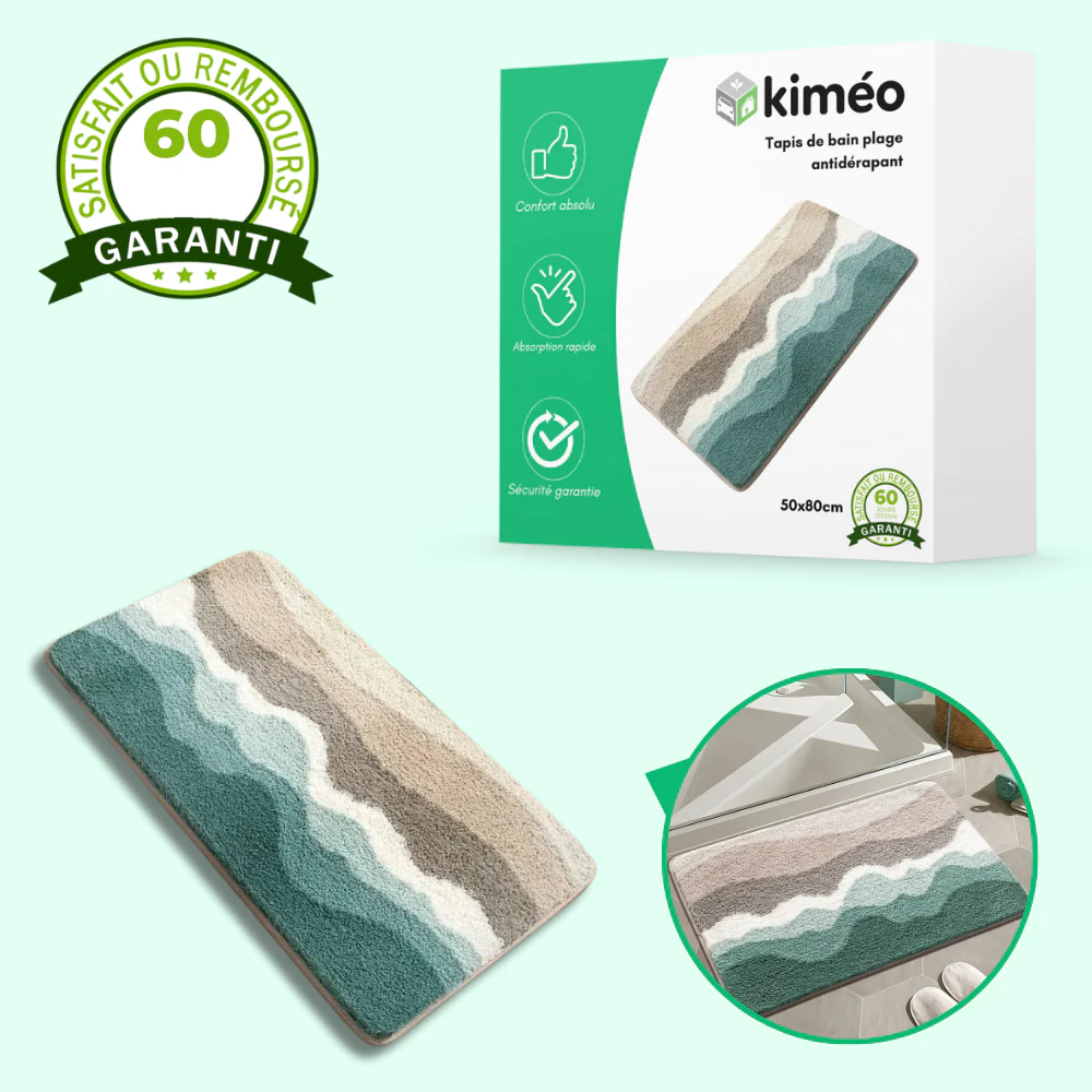 Tapis de bain antidérapant absorbant ultra doux motif plage - Image 2