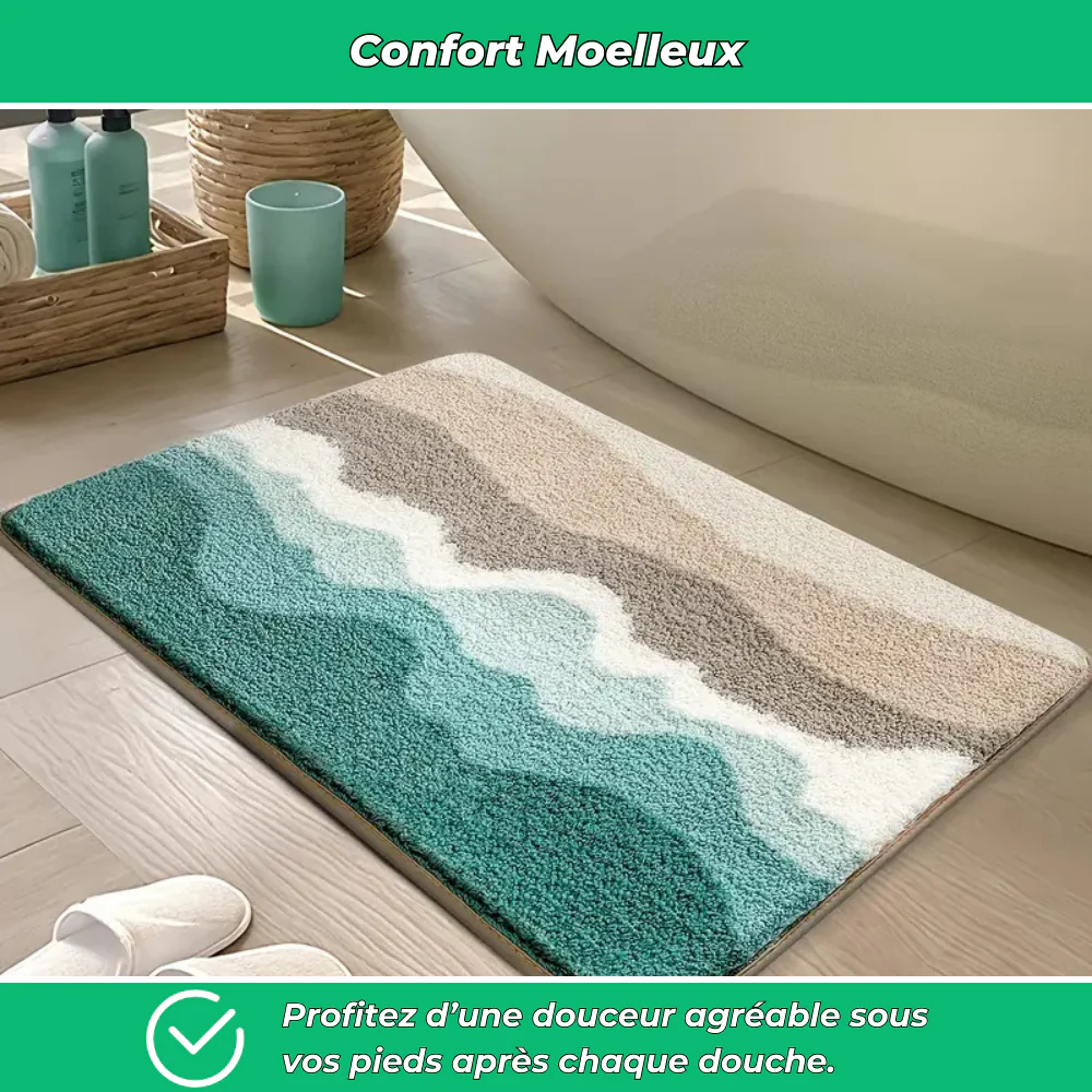 Tapis de bain antidérapant absorbant ultra doux motif plage - Image 3