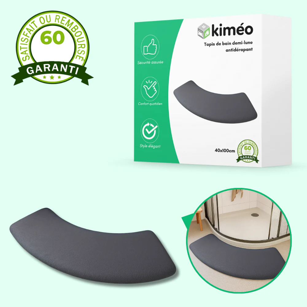 Tapis de bain demi-lune antidérapant lavable polyester - Image 2