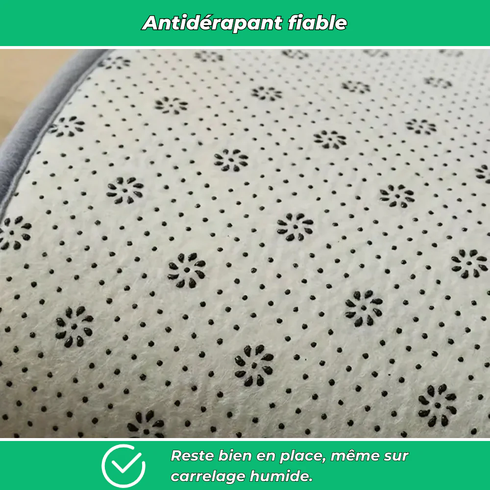 Tapis de bain demi-lune antidérapant lavable polyester - Image 3