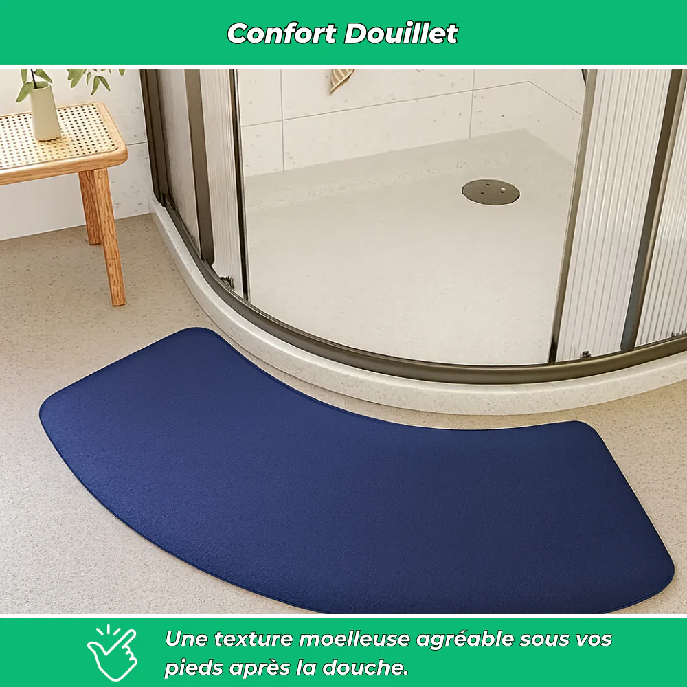 Tapis de bain demi-lune antidérapant lavable polyester - Image 4