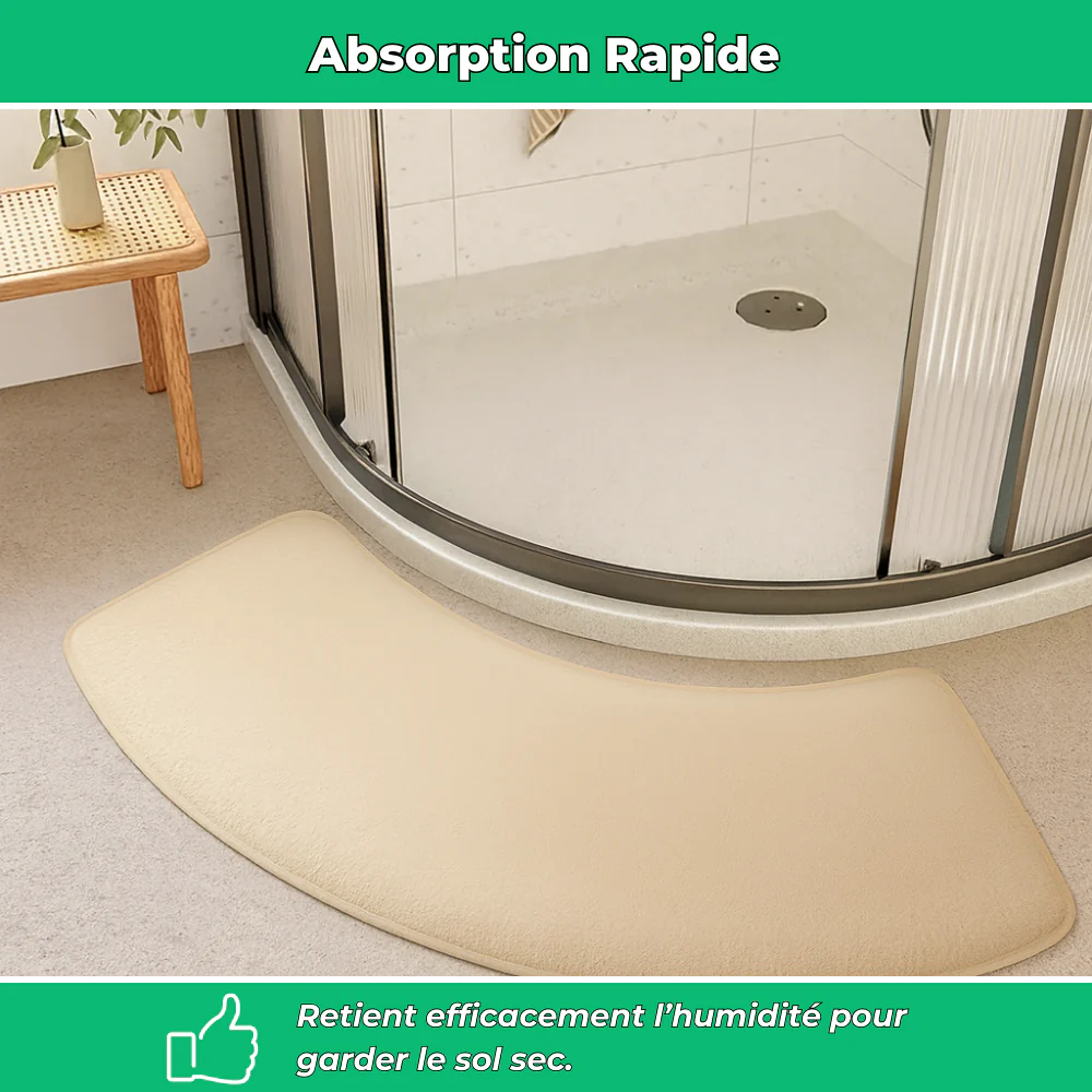 Tapis de bain demi-lune antidérapant lavable polyester - Image 5