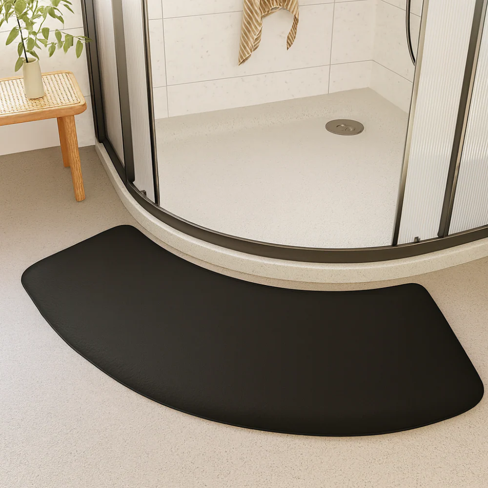 Tapis de bain demi-lune antidérapant lavable polyester - Image 9