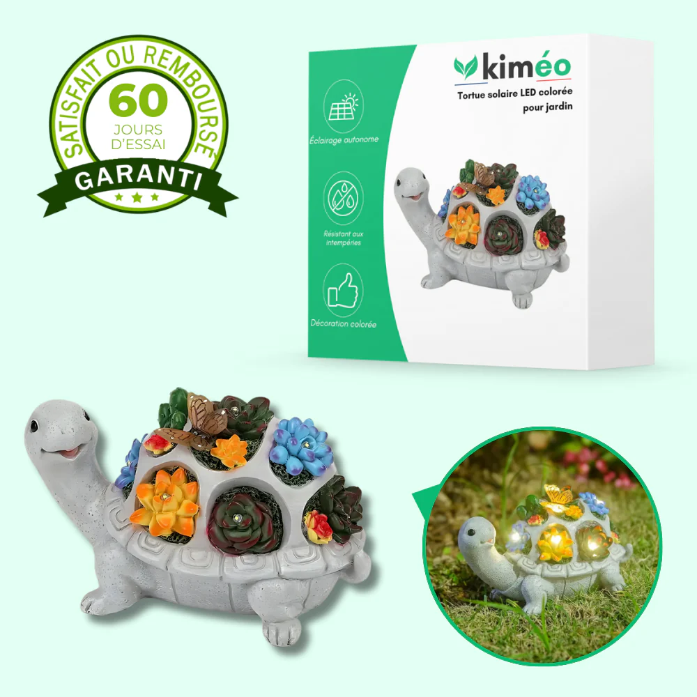 Tortue solaire LED colorée pour jardin - Image 2