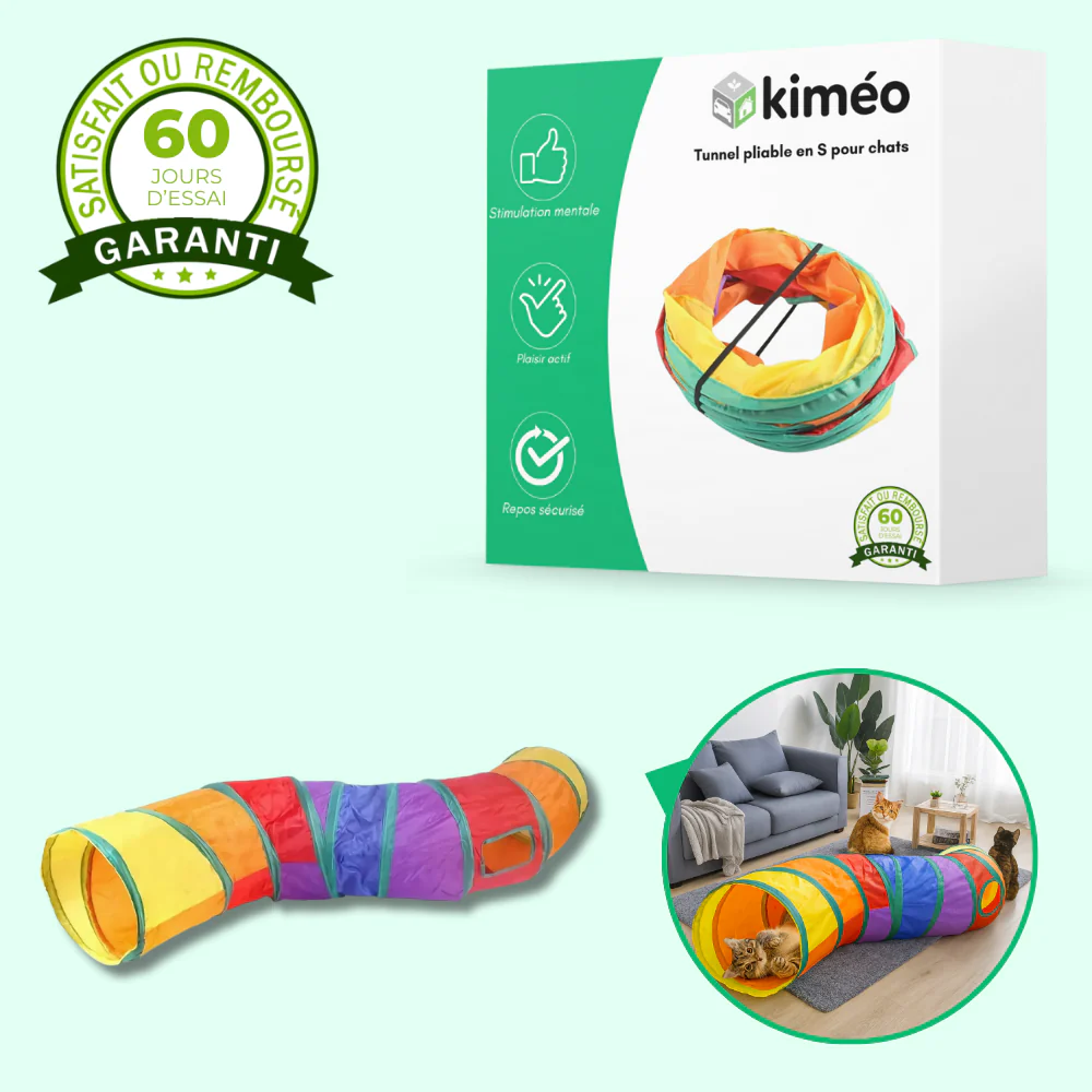 Tunnel de jeu pliable en S avec jouet suspendu pour chats - Image 2
