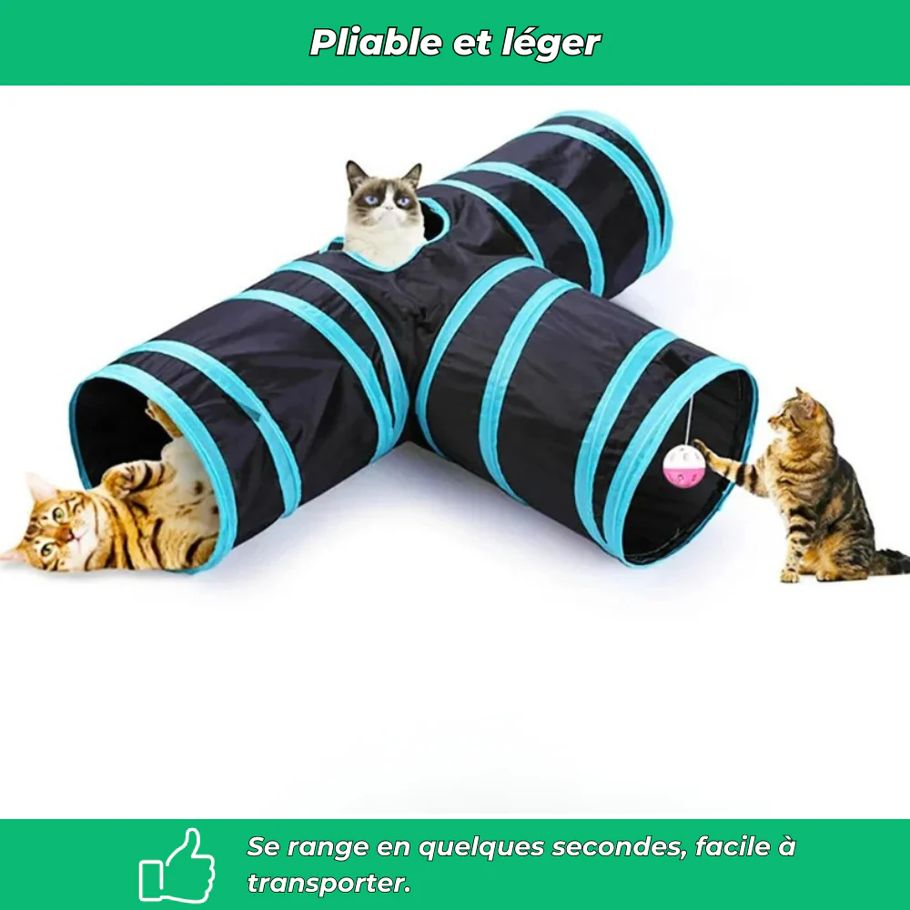 Tunnel interactif pliable 3 voies avec jouet pour chats - Image 5