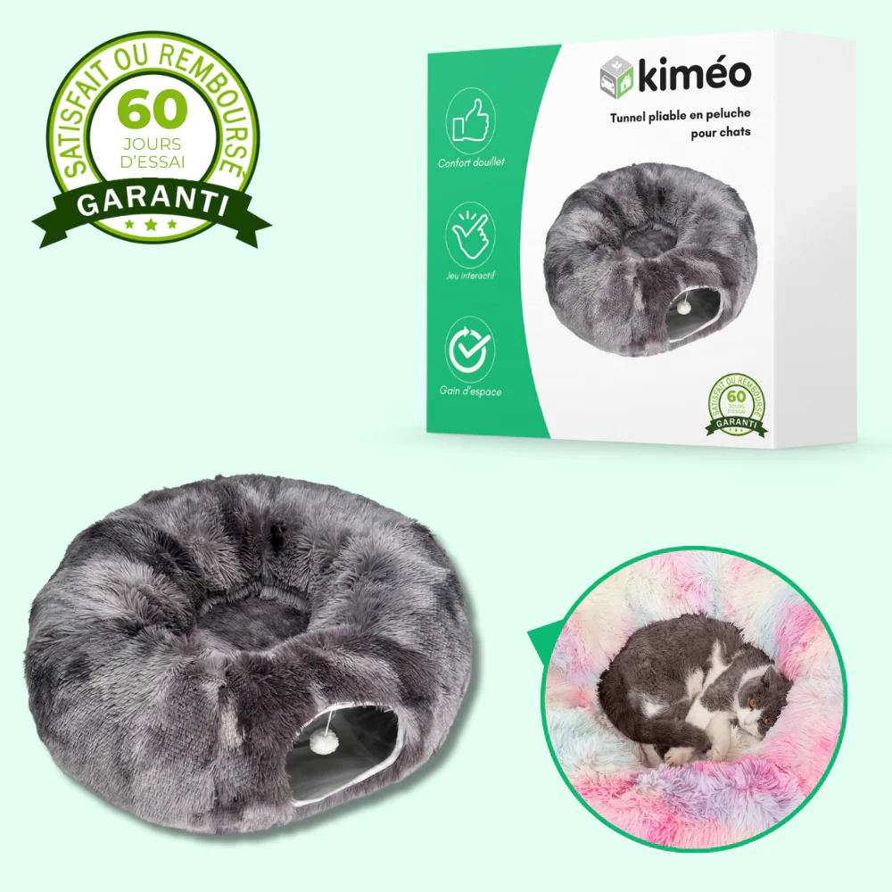 Tunnel pliable en peluche chaud pour chats et petits animaux - Image 2