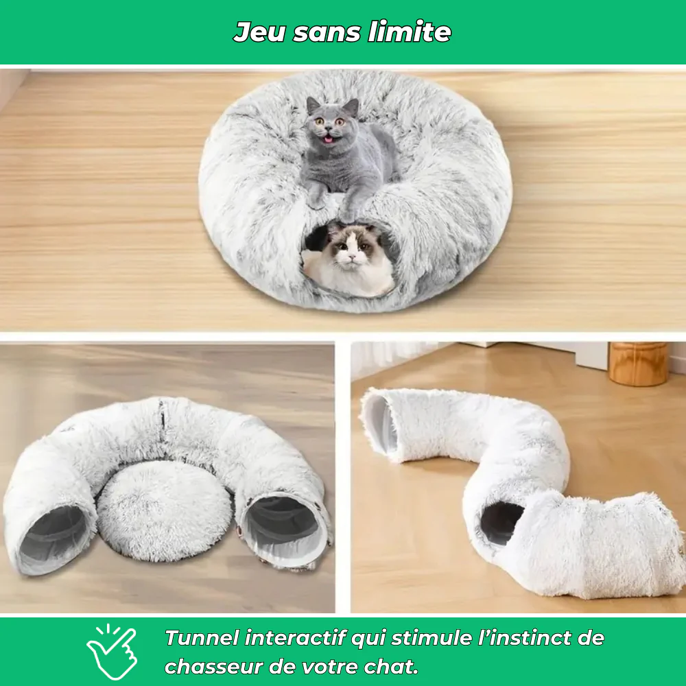 Tunnel pliable en peluche chaud pour chats et petits animaux - Image 4