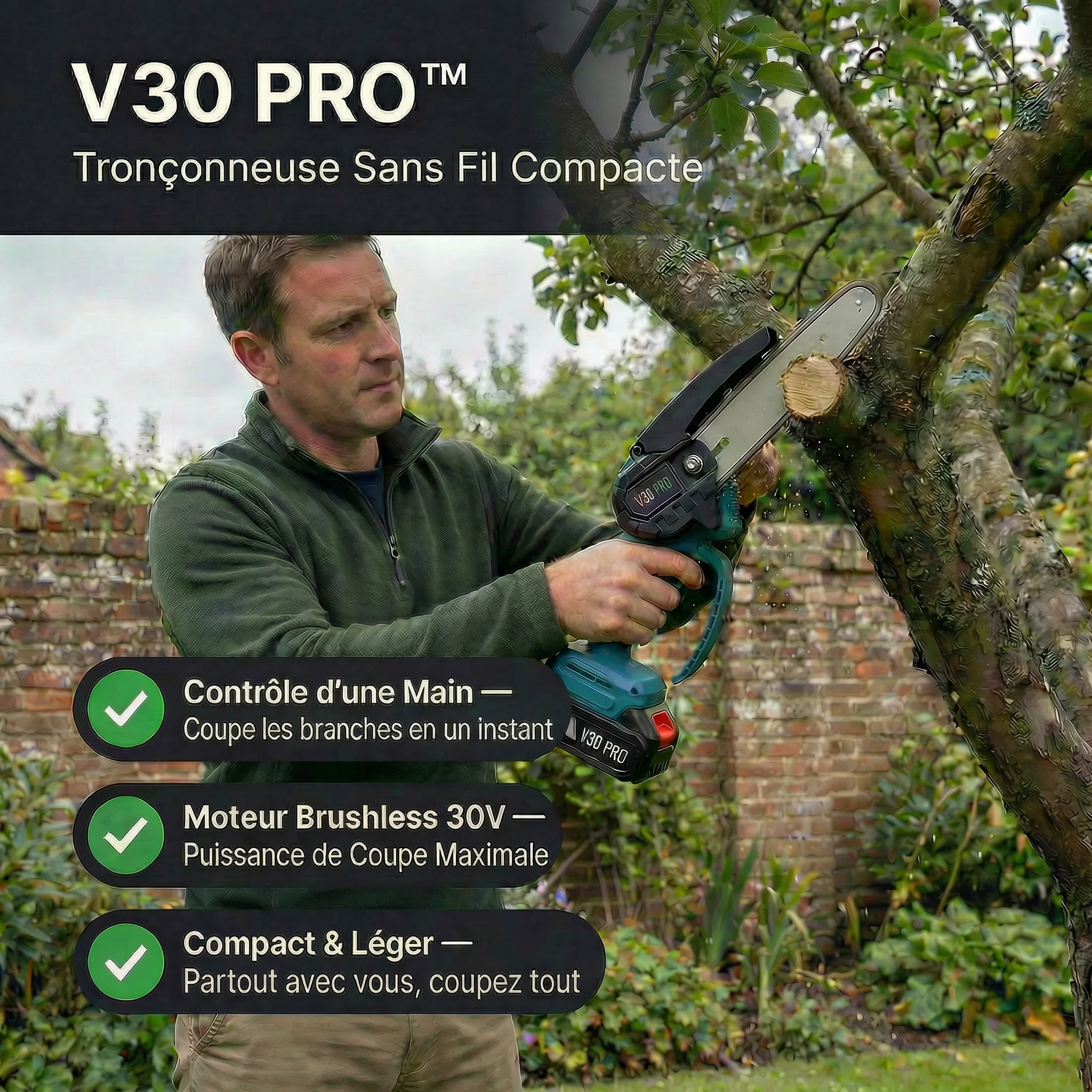 V30 PRO | Tronconneuse électrique portable | Coupe rapide et précise - Image 5