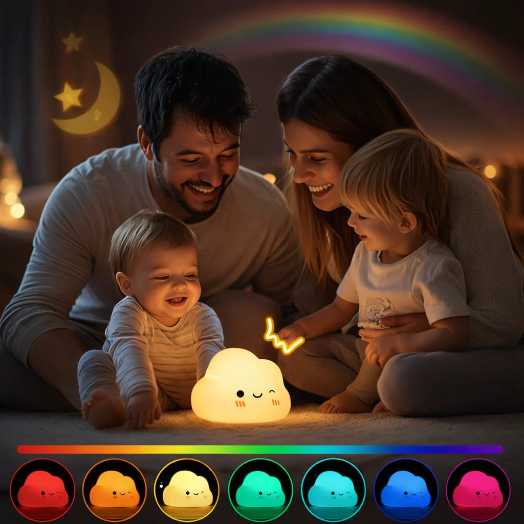 Veilleuse Enfant Rechargeable LED | Veilleuse Bébé 7 Couleurs 3 Luminosités - Image 3