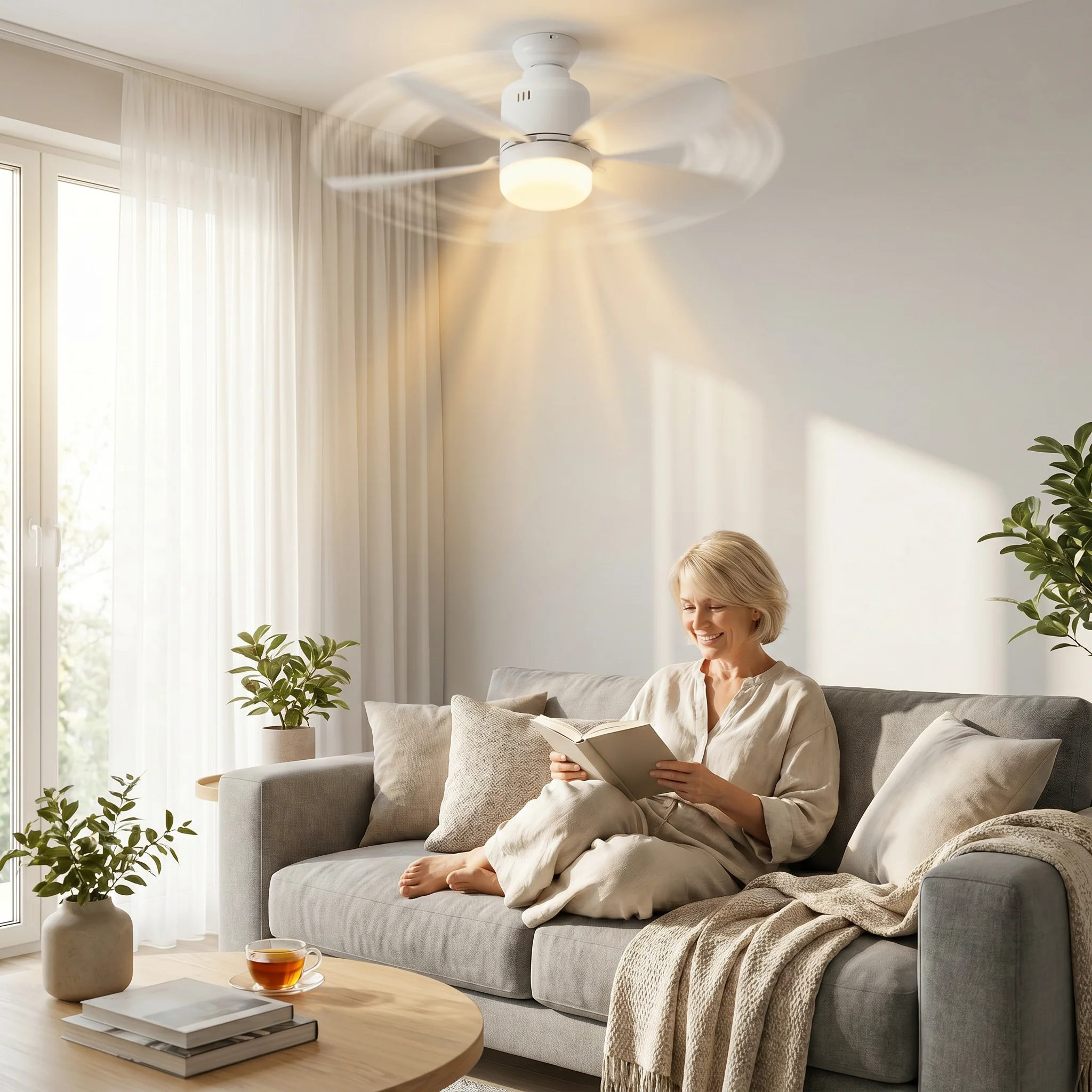 Ventilateur de Plafond avec LED Silencieux & Connecté | Ventilateur Plafonnier 5 Pales avec Télécommande - Image 3