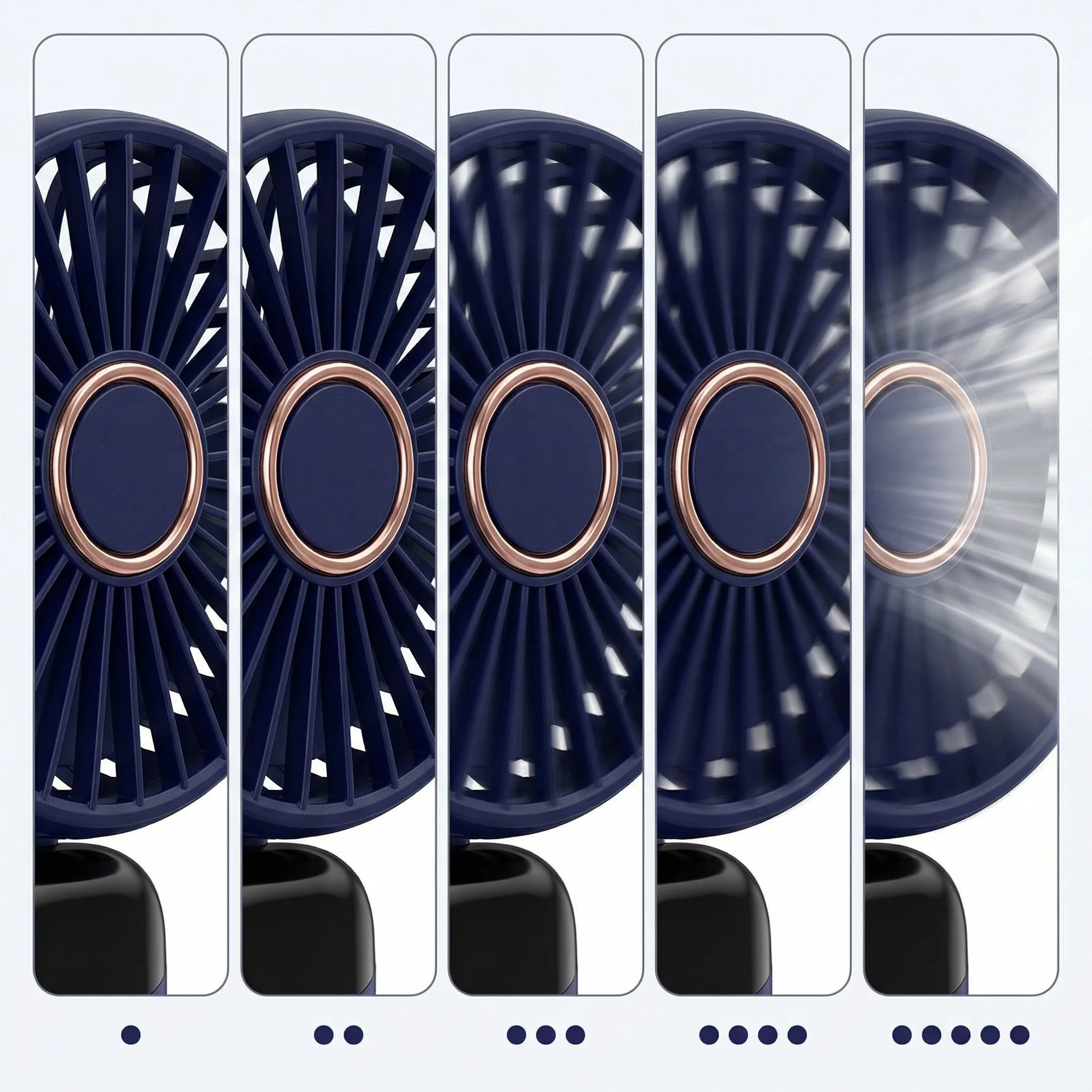 Ventilateur Portable USB Rechargeable 5 Vitesses | Mini Ventilateur Pliable avec Écran LED | Fraîcheur Optimale Bureau Voyage - Image 3