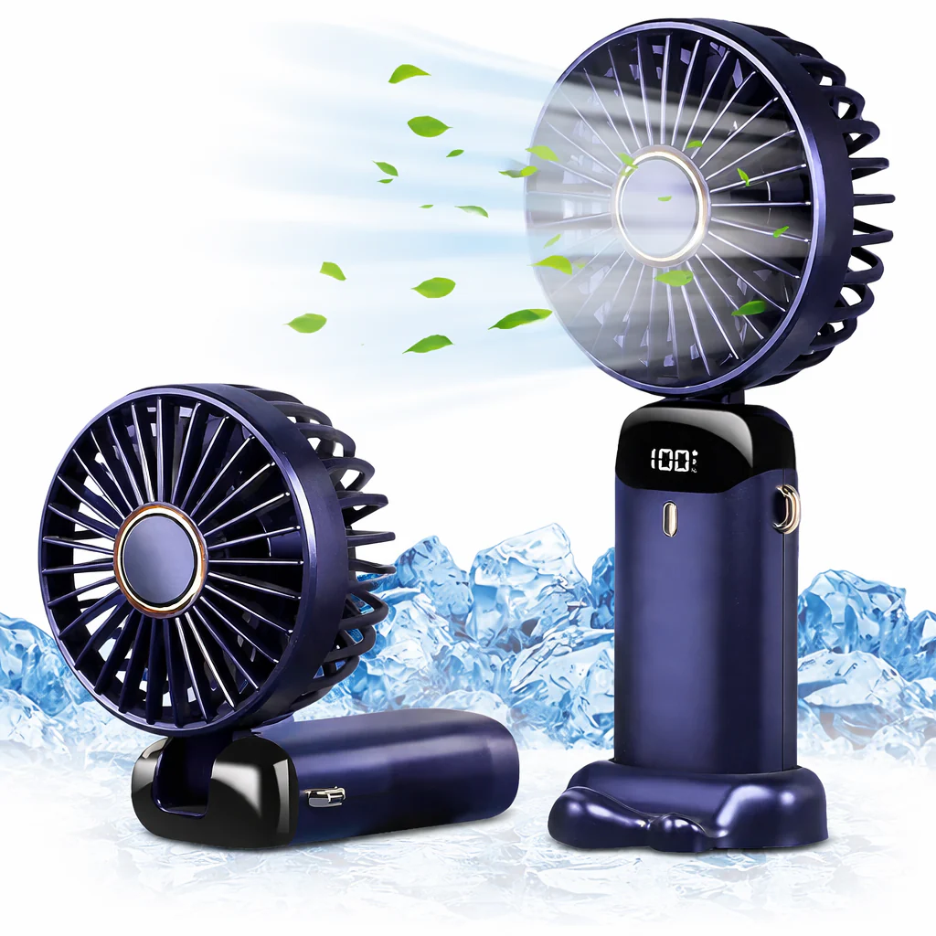 Ventilateur Portable USB Rechargeable 5 Vitesses | Mini Ventilateur Pliable avec Écran LED | Fraîcheur Optimale Bureau Voyage - Image 5