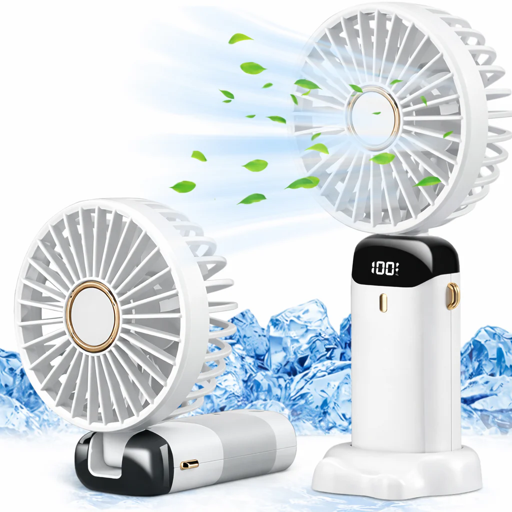 Ventilateur Portable USB Rechargeable 5 Vitesses | Mini Ventilateur Pliable avec Écran LED | Fraîcheur Optimale Bureau Voyage - Image 6