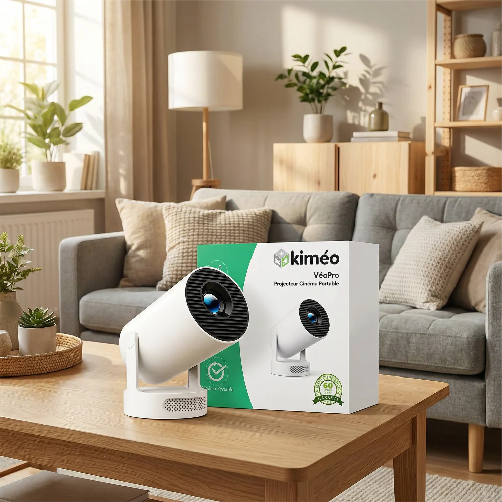 VéoPro | Projecteur Cinéma Portable 4K WiFi Double Bande Android – Mini Vidéoprojecteur HD Home Cinéma 180°